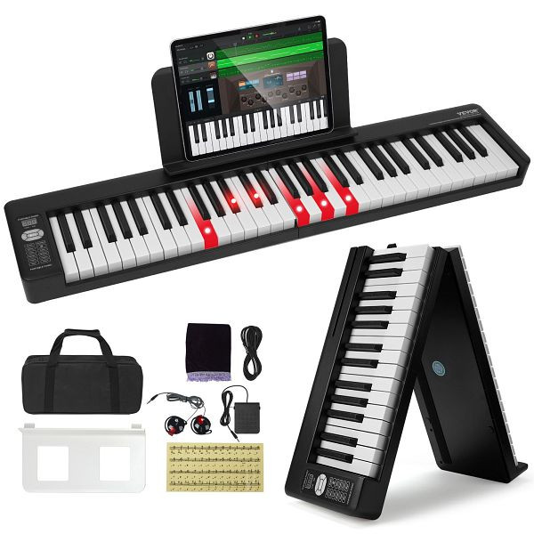 VEVOR 61 Tasten Digitalpiano E-Piano faltbares Klavier Bluetooth MIDI Schwarz, ZDSMGQ61JHSWYDAA3V9