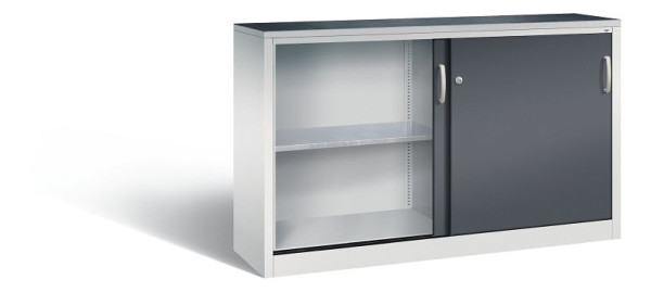 C+P Schiebetürenschrank Acurado, H1000xB1600xT400mm, Farbe: Lichtgrau / Schwarzgrau, Bügelgriff, 2146-09 S10056