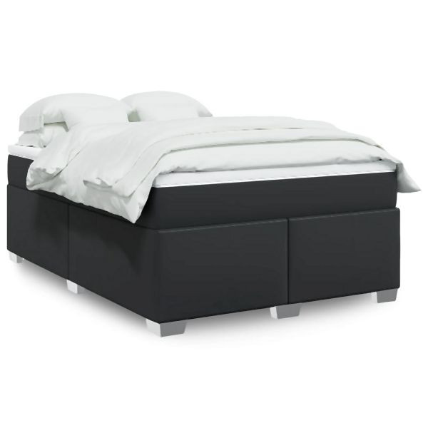 vidaXL Boxspringbett mit Matratze Schwarz 160x200 cm Kunstleder, 3285217