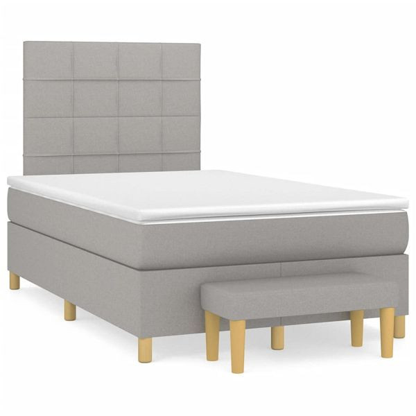vidaXL Boxspringbett mit Matratze Hellgrau 120x190 cm Stoff, 3270404