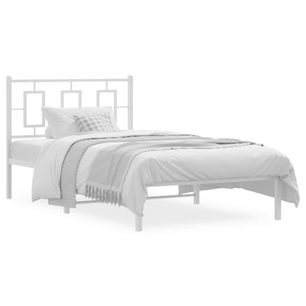 vidaXL Bettgestell mit Kopfteil Metall Weiß 100x190 cm, 374284