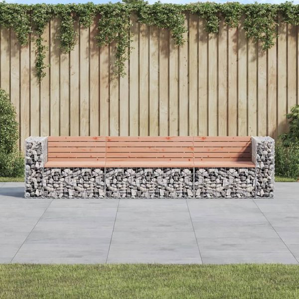 vidaXL Gartenbank aus Gabionen 287x71x65,5 cm Massivholz Douglasie, 3196252