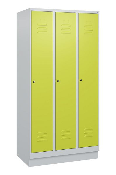 C+P Umkleidespind Classic PLUS, Sockel, 3 Abteile, 1800x900x500mm, 7035/0024, Zylinderschlösser, 0800207-30 S10025
