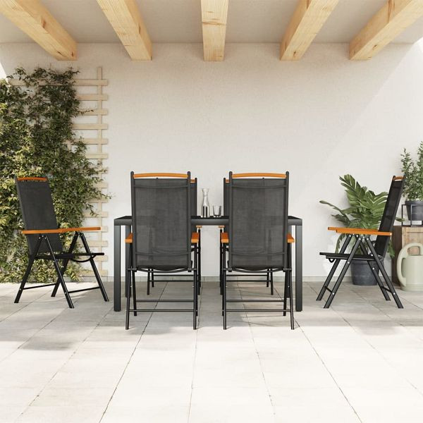 vidaXL 7-teilig Garten-Essgruppe Schwarz Aluminium, 3200601
