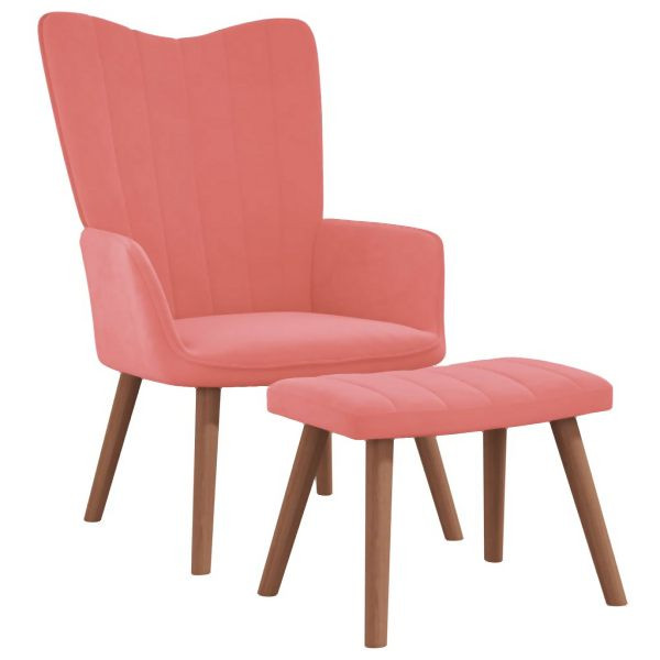 vidaXL Relaxsessel mit Hocker Rosa Samt, Polyester, 327670