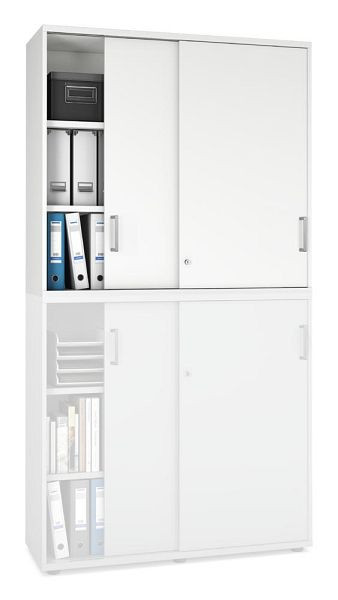 Deskin Schiebetüren-Aufsatzschrank MULTI MODUL-PRO, Dekor weiß, B 1200 x H 1110 x T 420 mm, 352274