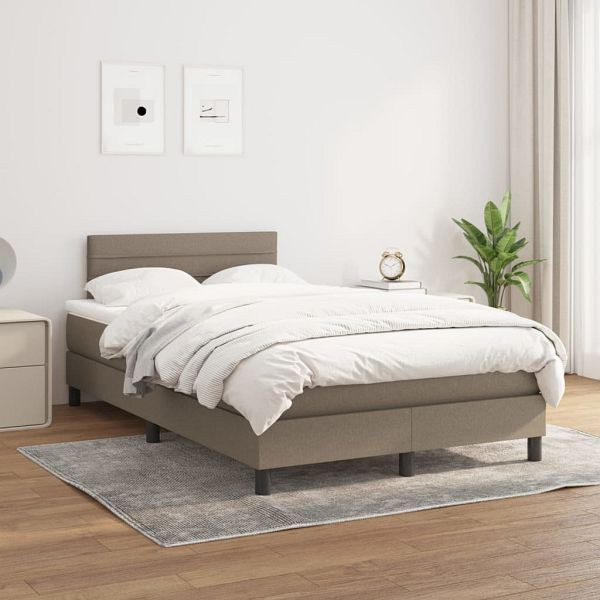 vidaXL Boxspringbett mit Matratze Taupe 120x200 cm Stoff, 3140125