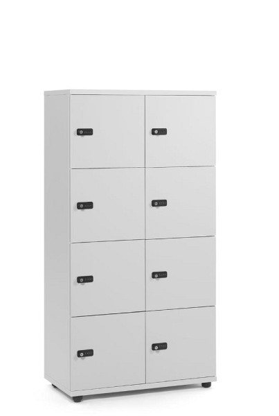 Deskin Schließfachschrank OFFICE-LINE mit 8 Fächern, Lichtgrau, 800 x 420 x 1530 mm, ohne Posteinwurf, 289958