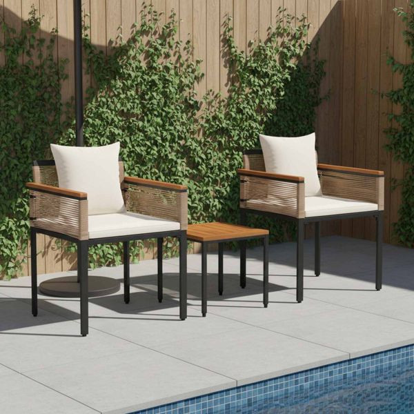 vidaXL Gartenmöbel Set mit Kissen 3 pcs Beige und Cremeweiß PE-Rattan, 42025234