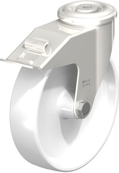 Blickle LEXR-PO 200G-FI Edelstahl-Lenkrolle mit Rückenloch & Feststeller, Polyamid, Weiß, 584300