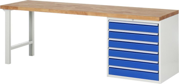 RAU Werkbank Serie 7000 - Modell 7616, B2500 x T700 x H890 mm, Systemunterbau B2500 x T650 x H850 mm, 03-7616A1-257B4M.11