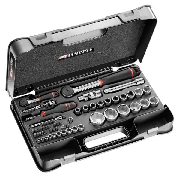Facom Steckschlüsselsortiment 1/4" - 1/2", 6-Kant, metrisch - 56 Teile - R.161B - S.161B, RS.161-2