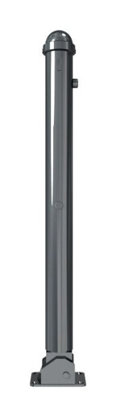 Schake Absperrstilpfosten Typ 477UZB umlegbar, mit Profilzylinder, zum Aufdübeln,Ø 76mm, mit Zierkappe, RAL 7016, mit 1 Öse, 477UZB+1