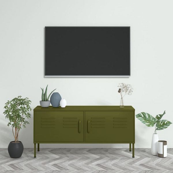 vidaXL TV-Schrank Olivgrün 105x35x50 cm Stahl, Material: Stahl, 336225