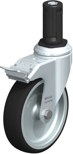 Blickle LKRA-PATH 126G-11-FI-ER14 Apparate-Lenkrolle mit Expander & Feststeller, Thermoplastisches Polyurethan, Grau, 848847
