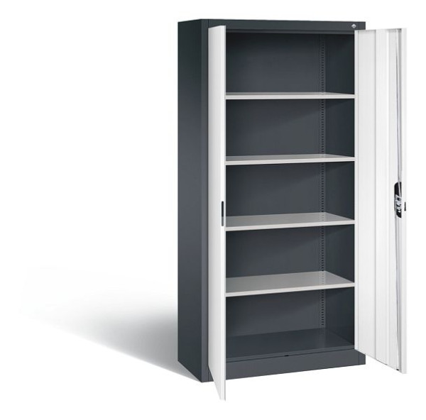 C+P Büroschrank Acurado, H1950xB930xT400mm, Farbe: Schwarzgrau / Verkehrsweiß, Muldengriff, 5 OH, 9260-000 S11799