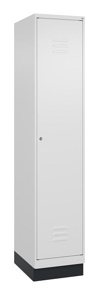 C+P Umkleidespind Classic PLUS mit Mitteltrennwand, Sockel, 1950x400x500mm, 9016/9016, Zylinderschloss, 080020-12F S10029