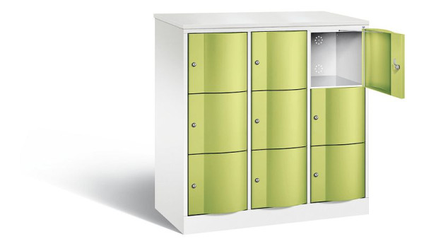C+P Schließfachschrank Resisto, H1255xB1148xT540mm, Farbe: Verkehrsweiß / Viridingrün, 8573-372 S10727