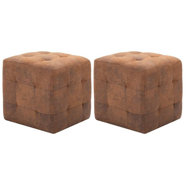 vidaXL Pouf 2 Stück Braun 30x30x30 cm Wildleder-Optik, 278382