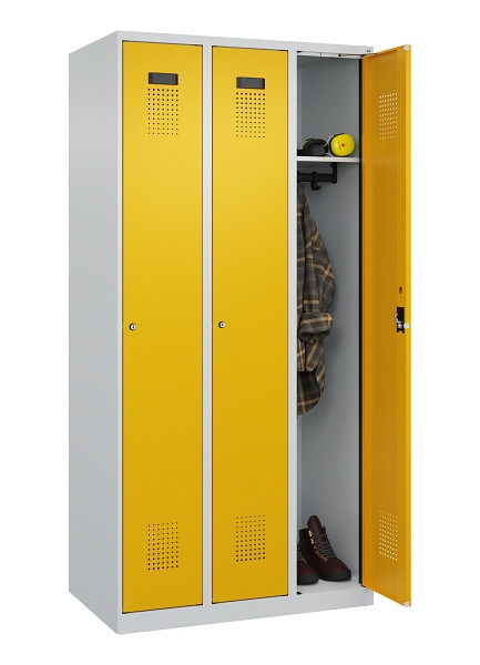 C+P Spind Evolo PLUS, 3 Abteile, 1850x900x500mm, 7035/1004, Verschluss Zylinderschloss, Ablageböden 3, 049000-30 S10027