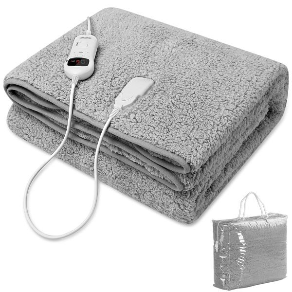 monzana Heizdecke Fleece Grau 180x130cm, 2-lagig, 108663