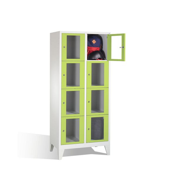 C+P Schließfachschrank Classic, H1850xB810xT500mm, Farbe: Lichtgrau / Viridingrün, 8010A224 S10007