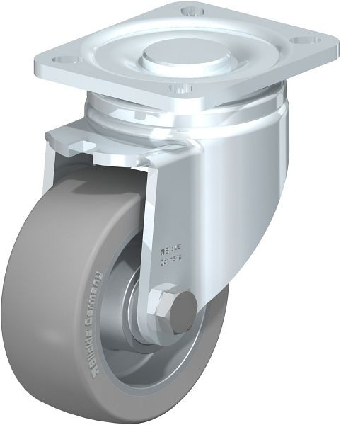Blickle LH-ALTH 101K-1-AS Stahlblech-Lenkrolle, Schwerlast-Ausführung, mit Anschraubplatte, Blickle Extrathane®, Grau, 747112