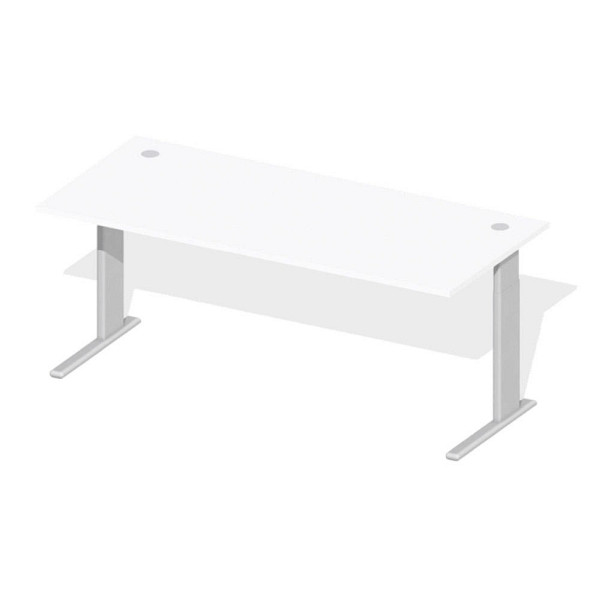 Deskin Schreibtisch Comfort M MULTI M, Dekor weiß, Gestell Alusilber, B 1800 x T 800 x H 640 - 820 mm, 275442