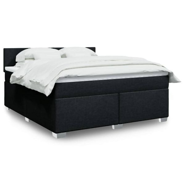 vidaXL Boxspringbett mit Matratze Schwarz 180x200 cm Stoff, 3288262