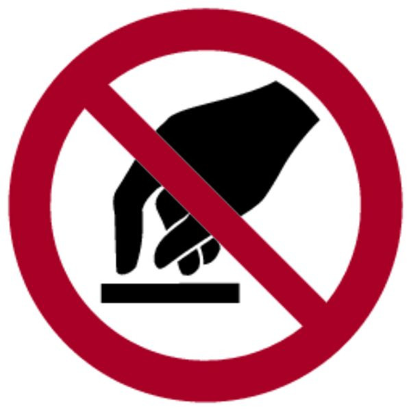 Schilder Klar Verbotszeichen Berühren verboten DIN EN ISO 7010- P010, 100 mm Folie selbstklebend, 3018/61