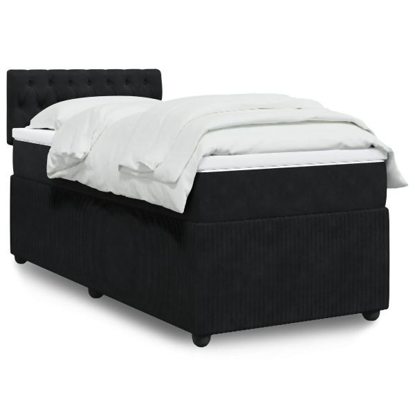 vidaXL Boxspringbett mit Matratze Schwarz 90x190 cm Samt, 3287622