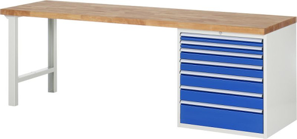 RAU Werkbank Serie 7000 - Modell 7617, B2500 x T700 x H890 mm, Systemunterbau B2500 x T650 x H850 mm, 03-7617A1-257B4M.11
