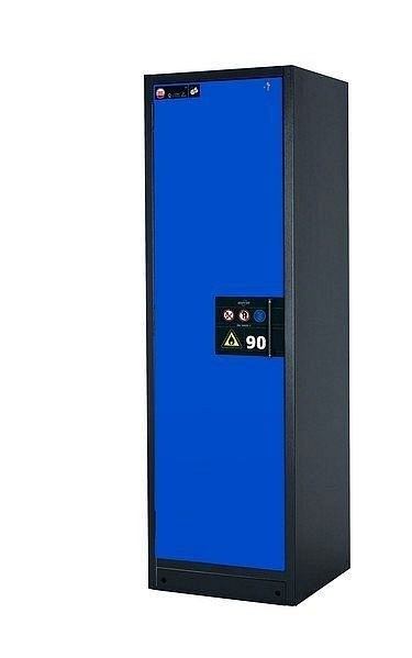 asecos Sicherheitsschrank Q-CLASSIC-90, Q90.195.060 in enzianblau RAL 5010 mit 4x Auszugswanne Standard (Edelstahl), 30072-047-30093