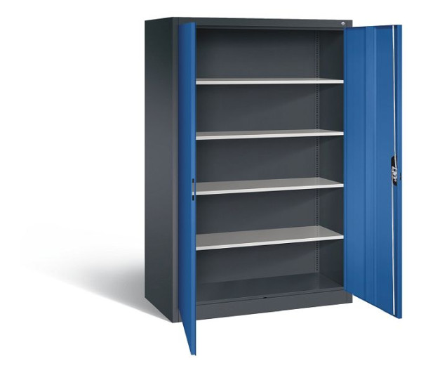 C+P Büroschrank Acurado, H1950xB1200xT600mm, Farbe: Schwarzgrau / Enzianblau, Muldengriff, 5 OH, 9490-000 S10576