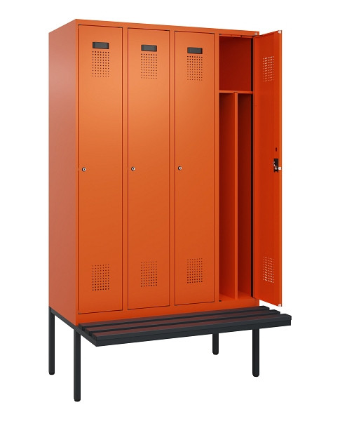 C+P Spind Evolo PLUS, 4 Abteile, 2120x1200x815mm, 2004/2004, Haken 4, Zylinderschloss, Material Sitzfläche Kunststoff, 0490407-40F S10103