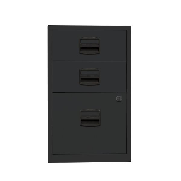 Bisley Home Beistellschrank PFA, 2 Universalschubladen, 1 HR-Schublade, 133 schwarz antibakteriell, PFA3133