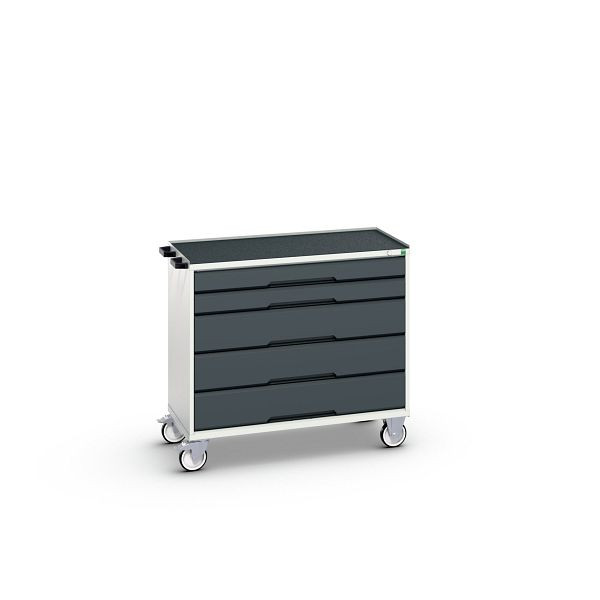 bott verso mobiler Schubladenschrank, mit 5 Schubladen und Abrollrand, BxTxH: 1050 x 550 x 965 mm, Lichtgrau / Anthrazitgrau, 16927052.19