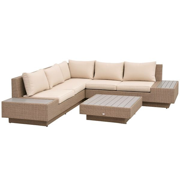 Outsunny 4-tlg. Luxus Polyrattan Gartengarnitur Garten-Set Sitzgruppe Loungeset Loungemöbel inkl. Ablagen und Beistelltisch Sitzkissen, 860-075V01