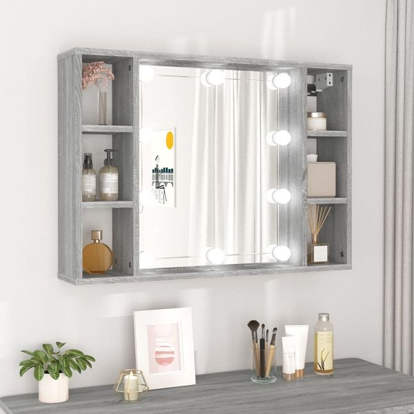 vidaXL Spiegelschrank mit LED Grau Sonoma 76x15x55 cm, 820446