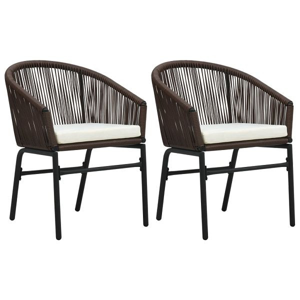 vidaXL Gartenstühle 2 Stück Braun PE-Rattan, Abmessungen: 58 x 58 x 78 cm (B x T x H), 48136