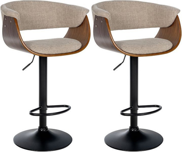 CLP Barhocker Vestal Stoff, walnuss/creme, VE: 2 Stück, 324210