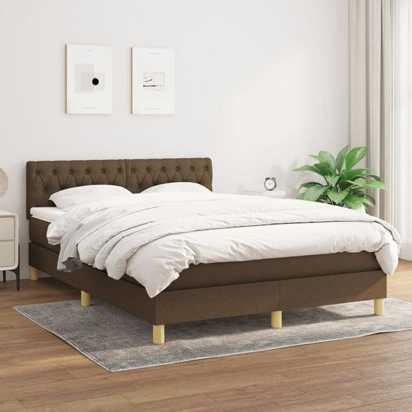 vidaXL Boxspringbett mit Matratze Dunkelbraun 140x200 cm Stoff, 3140860