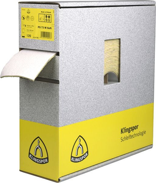 Klingspor PS 73 BWF Rollen wirkstoffbeschichtet 115 x 25000 mm Korn 180 140PERF mit Papierunterlage, 321756