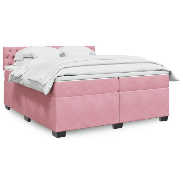 vidaXL Boxspringbett mit Matratze Rosa 200x200 cm Samt, 3288713