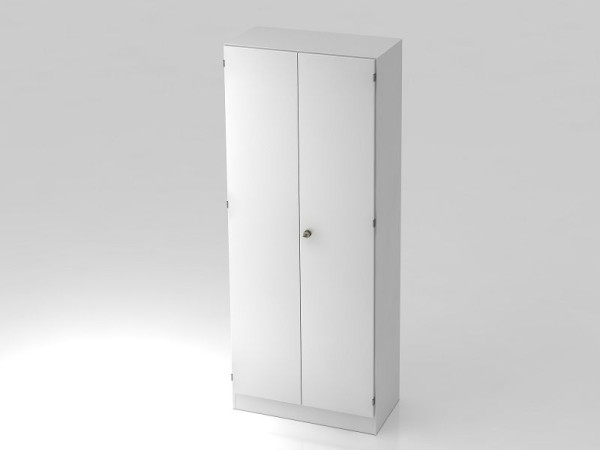 Hammerbacher Schrank 5OH mit Sockelblende Streifengriff Weiß/Weiß, 80x42x200,4 cm (BxTxH), V6100/W/W/SG
