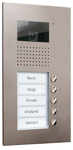 TCS Video Außenstation Serie AVU mit 5 Klingeltasten (rechtsbündig), 1-spaltig, UP Edelstahl, AVU14050-0030