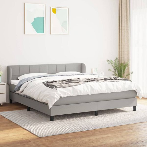 vidaXL Boxspringbett mit Matratze Hellgrau 180x200 cm Stoff, 3126261