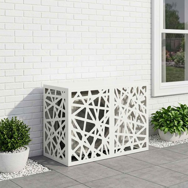 vidaXL Klimaanlagenabdeckung Weiß 90 x 40 x 60 cm Stahl, 8014151