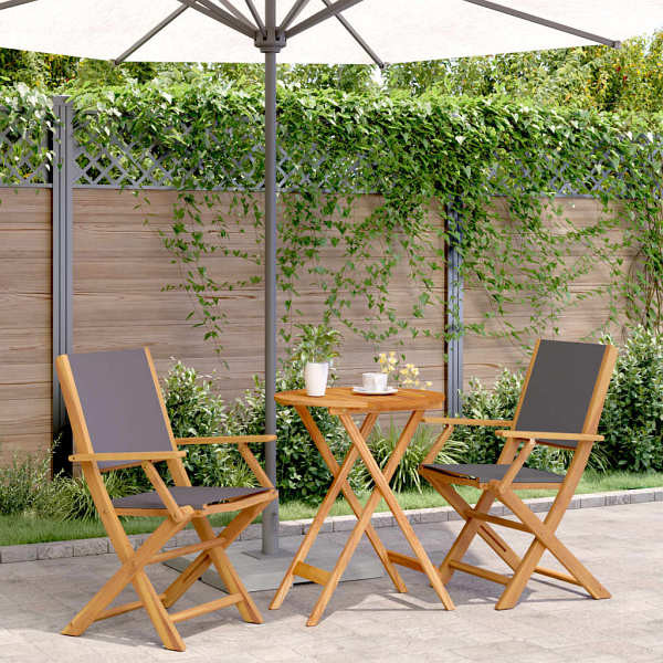 vidaXL 3-tlg. Bistro-Set Anthrazit Stoff und Massivholz, 3281797