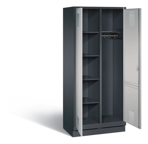 C+P Putzmittel-Spind Evolo, H1800xB810xT500mm, Farbe: Schwarzgrau / Weißaluminium, 48160-22 S10069